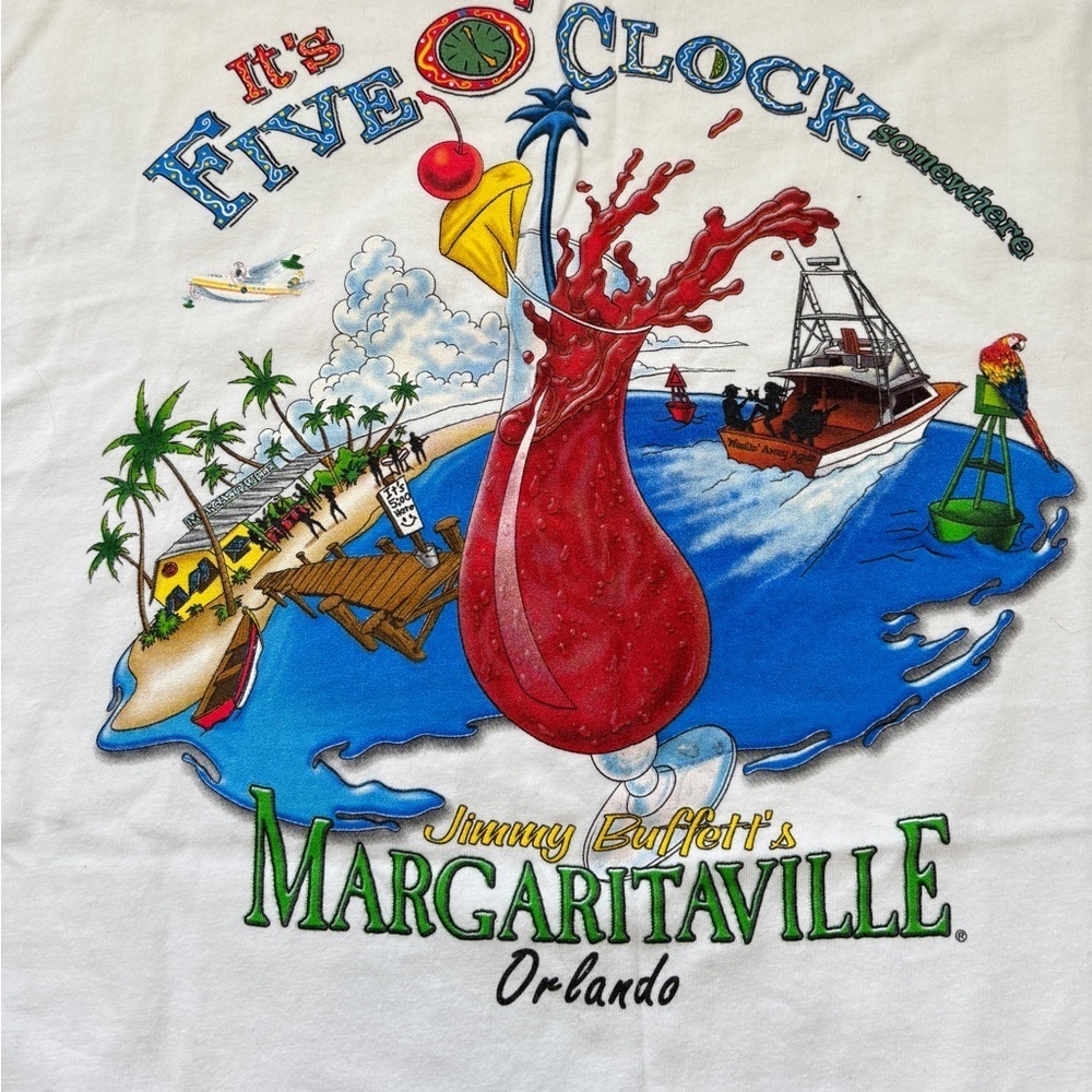 VTG Margaritaville It's Five O’Clock Somewhere Jimmy Buffett T-Shirt XL 2 Sided - Picture 15 of 16